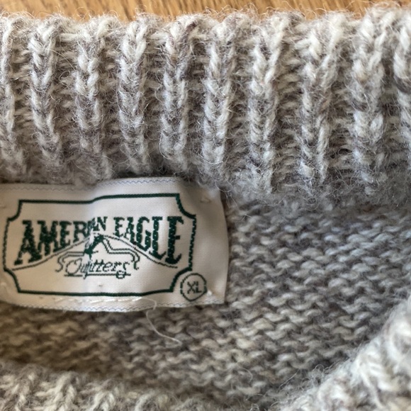 VINTAGE Unisex 100% wool sweater crewneck oatmeal boxy oversized - Picture 6 of 8